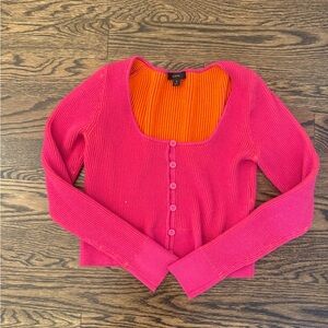J.Crew Pink Ribbed Button-Up Cardigan